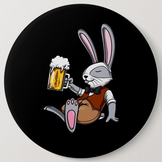 Konijn Drink Beer Bunny Funny Party Ronde Button 6,0 Cm (Voorkant)