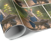 Konijn duwt een kruiwagen cadeaupapier (Rol Hoek)