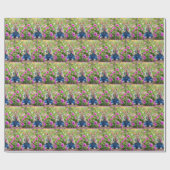 Konijn eet roze petunia bloemen cadeaupapier (Vlak)