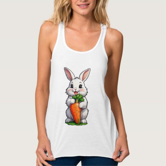 Konijn eet wortel tanktop (Voorkant)