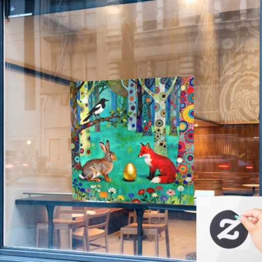 Konijn, Ekster, Vos en “Het Deelpad” Raamsticker (Cafe Raam)