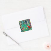 Konijn, Ekster, Vos en “Het Deelpad” Vierkante Sticker (Envelop)
