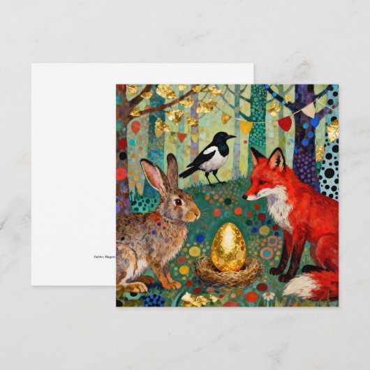 Konijn, Ekster, Vos en “Het Gouden Ganzeëi” Bedankkaart (Voorkant / Achterkant)