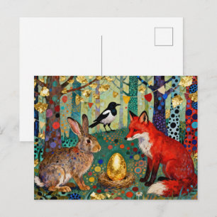 Konijn, Ekster, Vos en “Het Gouden Ganzen Ei” Briefkaart