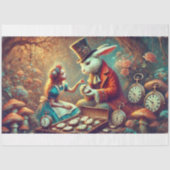 Konijn en Alice Wonderland Bos Magische Decoupage Tissuepapier (Voorkant)