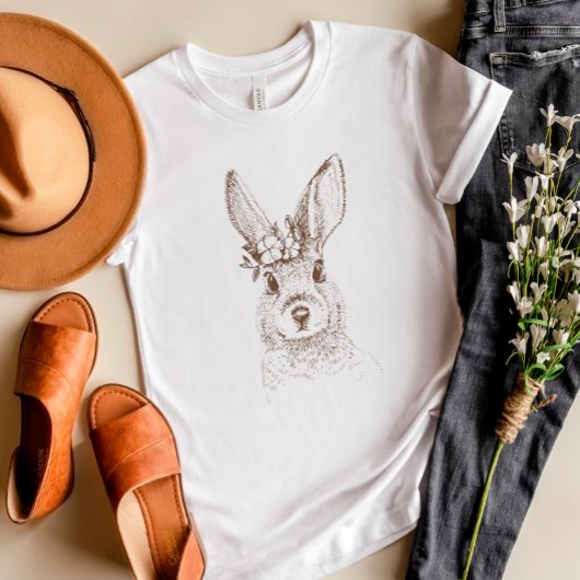konijn en bloemen t-shirt