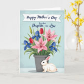 Konijn en Bloemens Moeders Kaart (Gele Bloem)