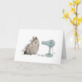 Konijn en Blow Dryer Kaart (Gele Bloem)