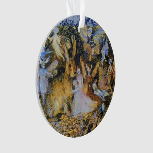 Konijn en fairies  sprookkunst. ornament (voorkant)