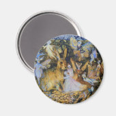 Konijn en feeën  sprookjeskunst. magneet (Voorkant / Achterkant)