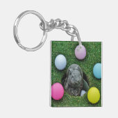 Konijn en gekleurde Golfballen Sleutelhanger (Voorkant Links)