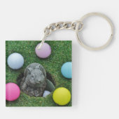 Konijn en gekleurde Golfballen Sleutelhanger (Achterkant)
