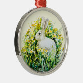 Konijn en gele bloemen metalen ornament (Rechts)