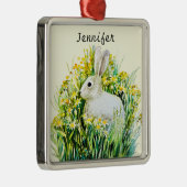 Konijn en gele bloemen metalen ornament (Rechts)