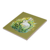 Konijn en gele bloemen tegeltje (Zijkant)