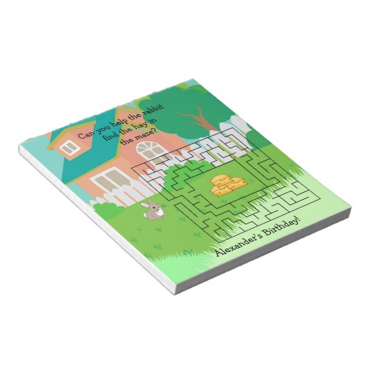 Konijn en Hay Verjaardagsdoolhof Activiteit Notiti Notitieblok (Schuin)