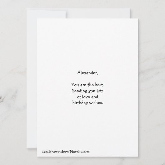 Konijn en Hay Verjaardagsdoolhof Kaarten voor Kind (Achterkant)