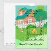 Konijn en Hay Verjaardagsdoolhof Kaarten voor Kind (Voorkant / Achterkant)