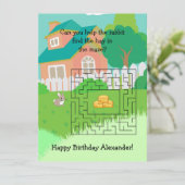 Konijn en Hay Verjaardagsdoolhof Kaarten voor Kind (Staand voorkant)