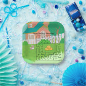 Konijn en Hay Verjaardagsdoolhof Papieren Borden v Papieren Bordje (Feest)