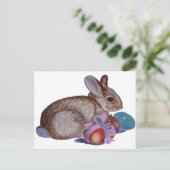 Konijn en Het Schilderen van Paaseieren Feestdagenkaart (Staand voorkant)