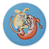 Konijn en hond zijn vrienden Ceramic Pull Keramische Knop (Voorkant)