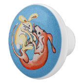 Konijn en hond zijn vrienden Ceramic Pull Keramische Knop (Rechts)