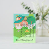 Konijn en hooi verjaardagsdoolhof ansichtkaarten v briefkaart (Staand voorkant)