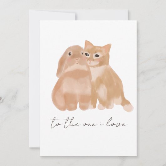 Konijn en kat kaart! bedankkaart (Voorkant)