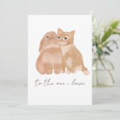 Konijn en kat kaart! bedankkaart (Staand voorkant)
