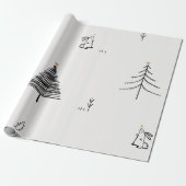 KONIJN EN KERSTBOOM DOODLE ONTWERP GIFT WRAP CADEAUPAPIER (Uitgerold)