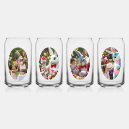 Konijn en kind foto in ovale lijst Pasen Blikvorm Glas