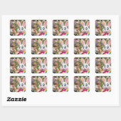 Konijn en kind foto Pasen Vierkante Sticker (Vel)