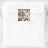 Konijn en kind foto Pasen Vierkante Sticker (Tas)