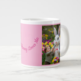 Konijn en kind foto's ovale lijst roze Pasen Grote Koffiekop