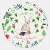 Konijn en klaver ronde sticker (Voorkant)