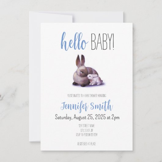 Konijn en konijn Baby shower Uitnodiging (Voorkant)