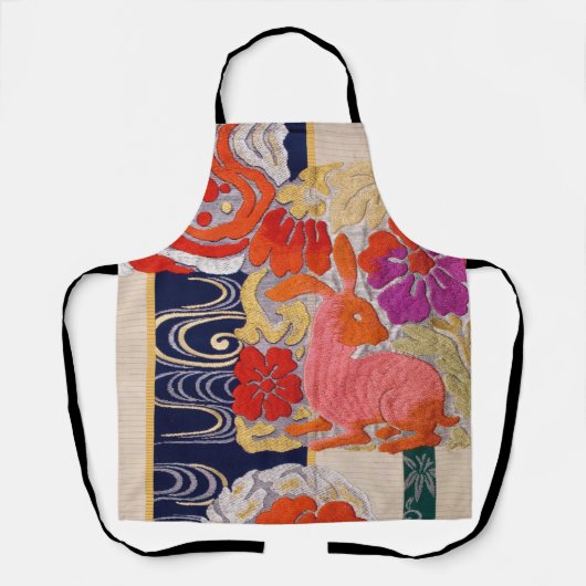 Konijn en Lopend Water, Japans Ontwerp Schort (Voorkant)