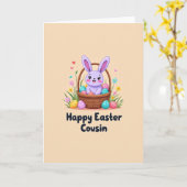 Konijn en mand lente kaart (Gele Bloem)