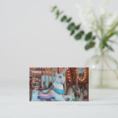 Konijn en paarden Merry-Go-Round Visitekaartje (Staand voorkant)