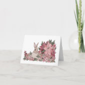 Konijn en Poinsettia Bloemen Blank Bedankkaart (Voorkant)