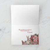 Konijn en Roze Bloemen Nieuwjaar Kaart (Binnen)