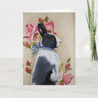 Konijn en Rozen Feestdagen Kaart