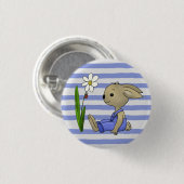 Konijn en strepen  ronde button 3,2 cm (Voorkant /achterkant)