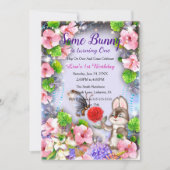 Konijn en vlinder 1e verjaardag kaart (Voorkant)