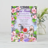 Konijn en vlinder 1e verjaardag kaart (Staand voorkant)