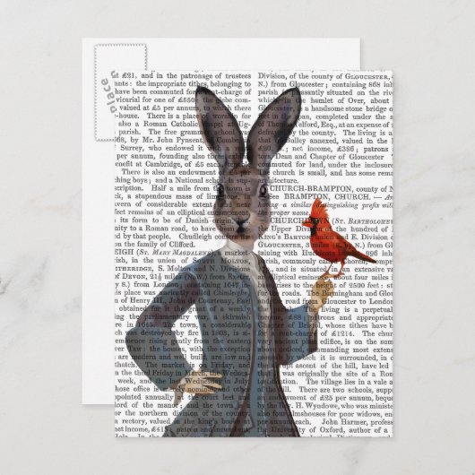 Konijn en vogel 2 briefkaart (Voorkant / Achterkant)