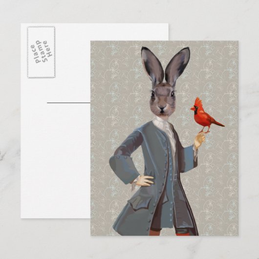 Konijn en vogel briefkaart (Voorkant / Achterkant)