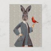 Konijn en vogel briefkaart (Voorkant)