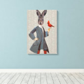 Konijn en vogel canvas afdruk (Insitu (Houten vloer))